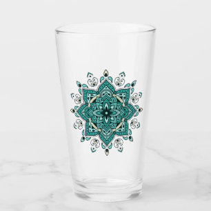 Beautiful turquoise mandala design glass