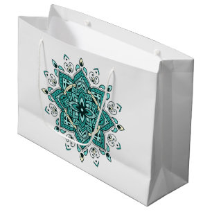 Beautiful turquoise mandala design large gift bag