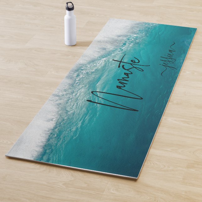 Beautiful Turquoise Ocean Beach Tropical Custom Yoga Mat (In Situ)