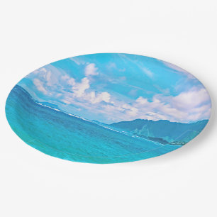 Beautiful Turquoise Ocean Waves Paper Plate