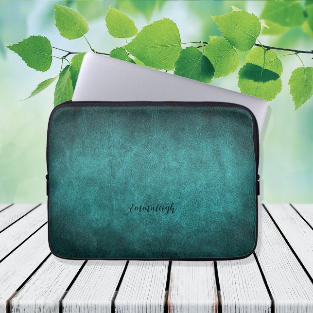 Beautiful Turquoise Old World Faux Leather Laptop Sleeve (Creator Uploaded)