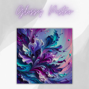 Beautiful Turquoise & Pink Abstract Pattern   Poster