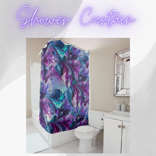 Beautiful Turquoise & Pink Abstract Pattern   Shower Curtain