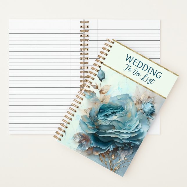 Beautiful Turquoise Roses Wedding Planner Notebook (Inside)
