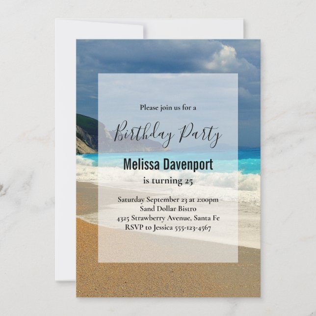 Beautiful Turquoise Sea Tropical Photo Birthday Invitation (Front)