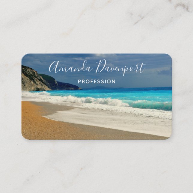  Beautiful Turquoise Sea Tropical Photography Business Card (Front)