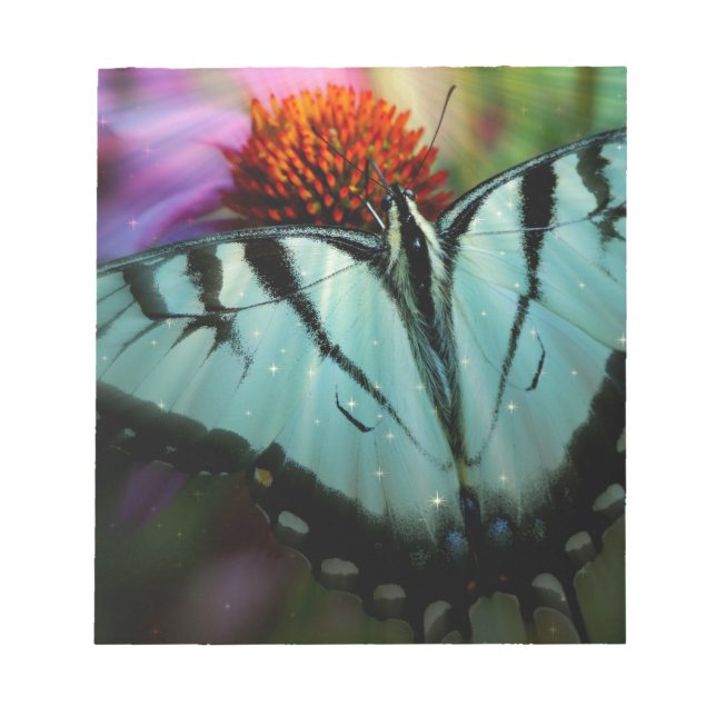 Beautiful Turquoise Swallowtail Butterfly Notepad (Front)