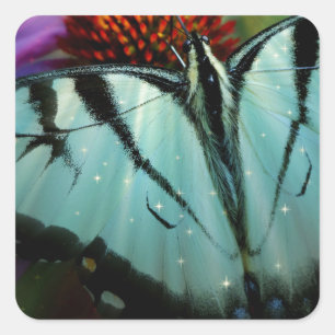 Beautiful Turquoise Swallowtail Butterfly Square Sticker