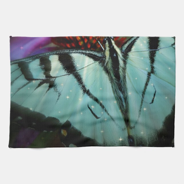 Beautiful Turquoise Swallowtail Butterfly Tea Towel (Horizontal)