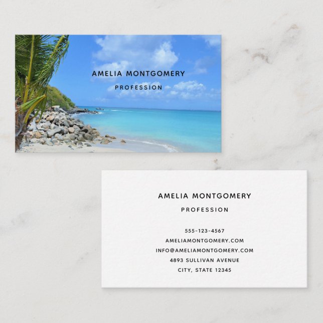 Beautiful Turquoise Tropical Beach  Business Card (Front/Back)