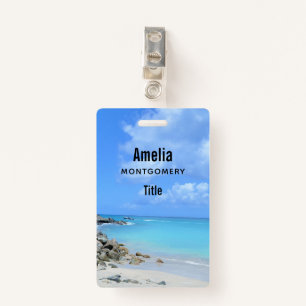Beautiful Turquoise Tropical Beach ID Badge