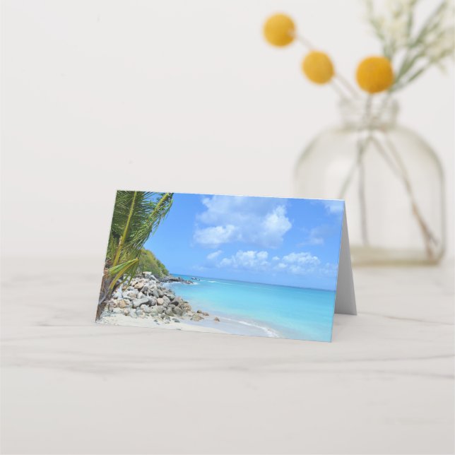 Beautiful Turquoise Tropical Beach Place Card (Front)