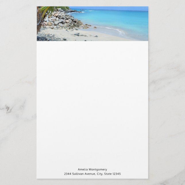 Beautiful Turquoise Tropical Beach Stationery (Front)