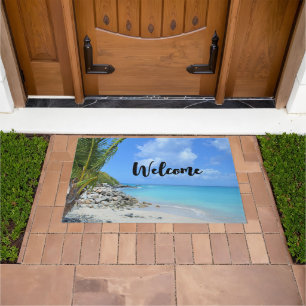 Beautiful Turquoise Tropical Beach Welcome Doormat