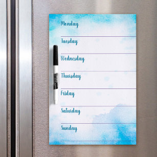 Beautiful turquoise watercolor art weekly planner dry erase board