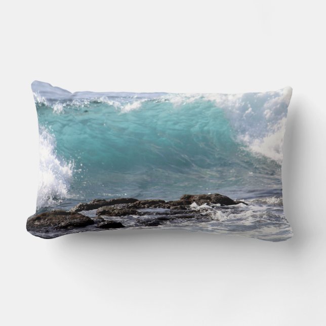 Beautiful Turquoise Wave Lumbar Pillow (Front)