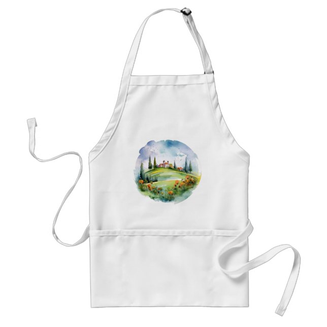 Beautiful Tuscany Watercolor Landscape Art  Standard Apron (Front)