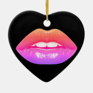 Beautiful Two-Tone Lips on a Valentines Day Tree  Ceramic Tree Decoration
