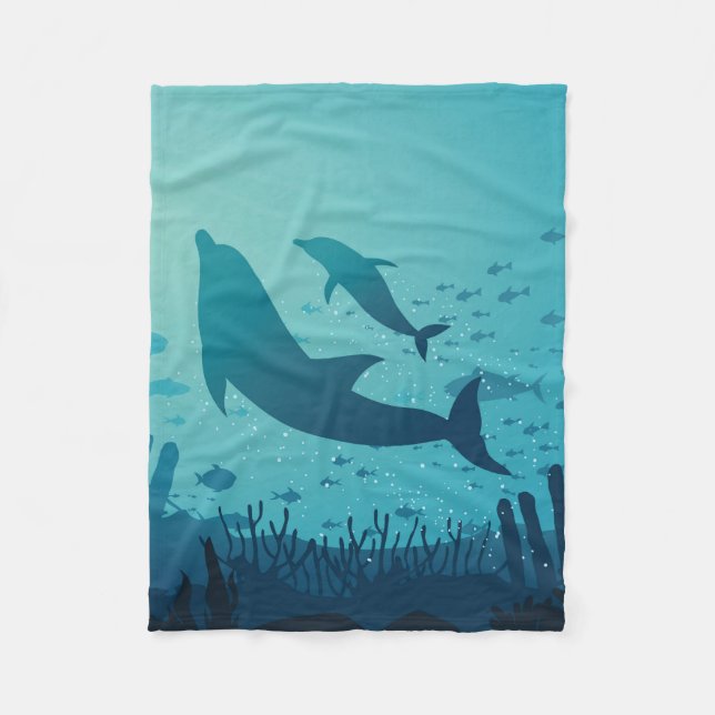  Beautiful Underwater Ocean Fleece Blanket (Front)