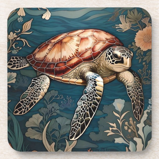 Beautiful Underwater Sea Turtle   Coaster (Front)