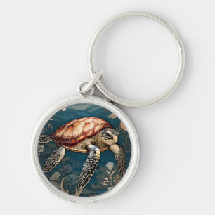 Beautiful Underwater Sea Turtle   Key Ring
