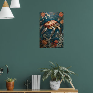 Beautiful Underwater Sea Turtle   Poster