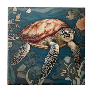 Beautiful Underwater Sea Turtle   Tile