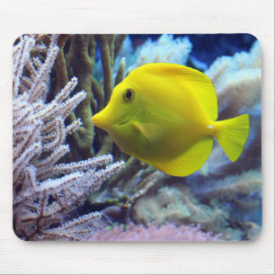 Beautiful Underwater Yellow Tang Fish and Coral Mouse Pad