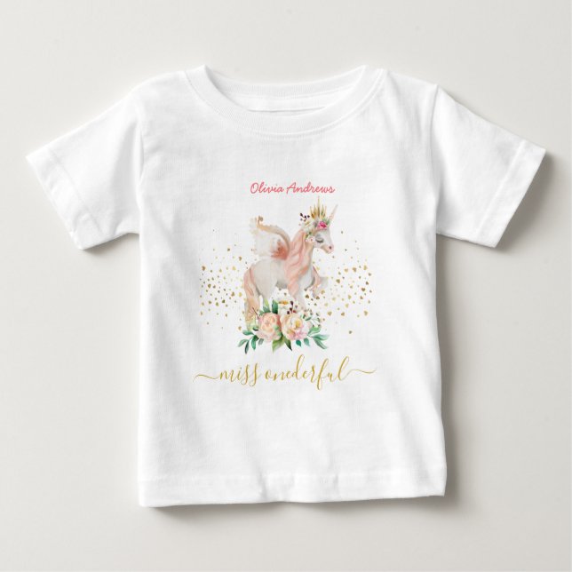 Beautiful Unicorn 1st Birthday Baby T-Shirt (Front)