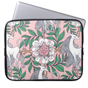 Beautiful unicorn and circular floral ornament sea laptop sleeve