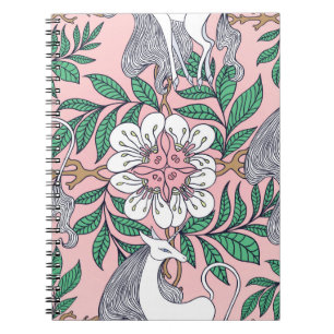 Beautiful unicorn and circular floral ornament sea notebook