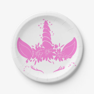 Beautiful unicorn head - Choose background color Paper Plate