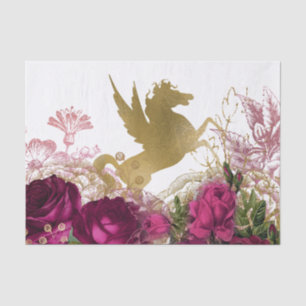 Beautiful unicorn in the flowers party tissue paper
