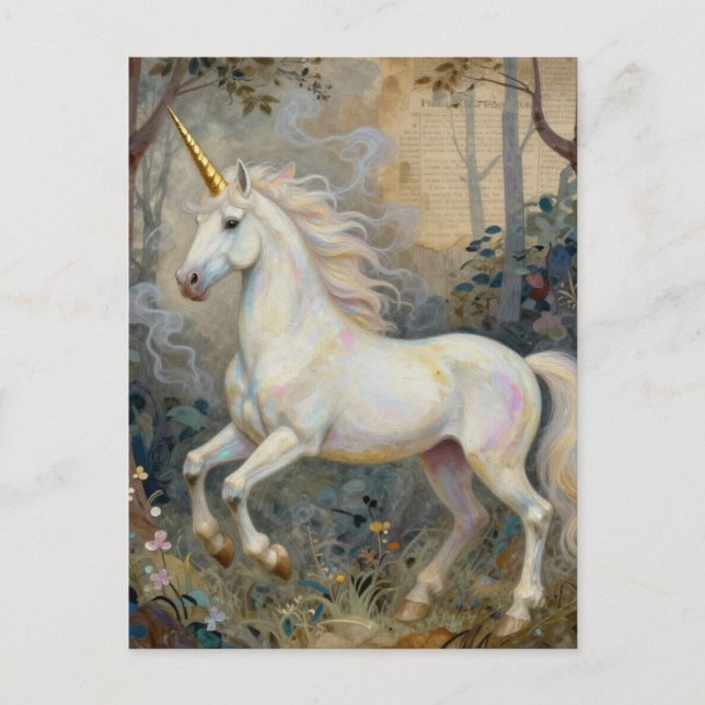 Beautiful Unicorn in the Forest Postcard (Front)