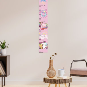Beautiful Unicorn Pink Floral Girls Growth Chart