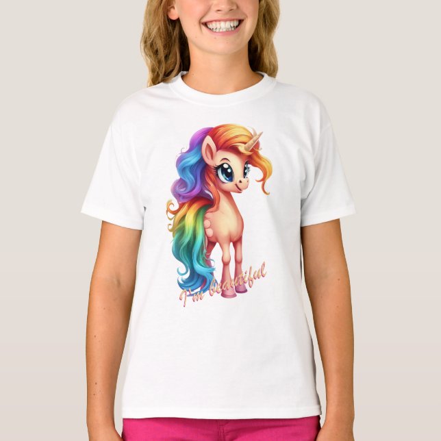 Beautiful Unicorn T-Shirt for Girls (Front)