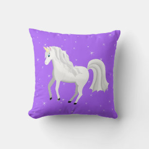 Beautiful Unicorn with Purple Starry Sky Cushion