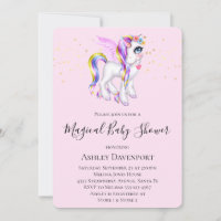 Beautiful Unicorn with Rainbow Mane Baby Shower