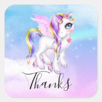Beautiful Unicorn with Rainbow Mane Thank You
