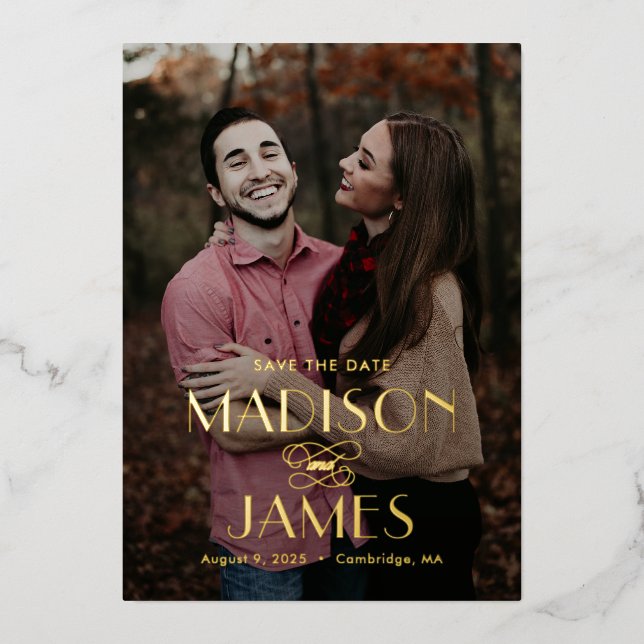Beautiful Union FOIL Wedding Save The Date Card (Front)