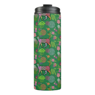 Beautiful, Unique, Colourful Floral Cat Thermal Tumbler