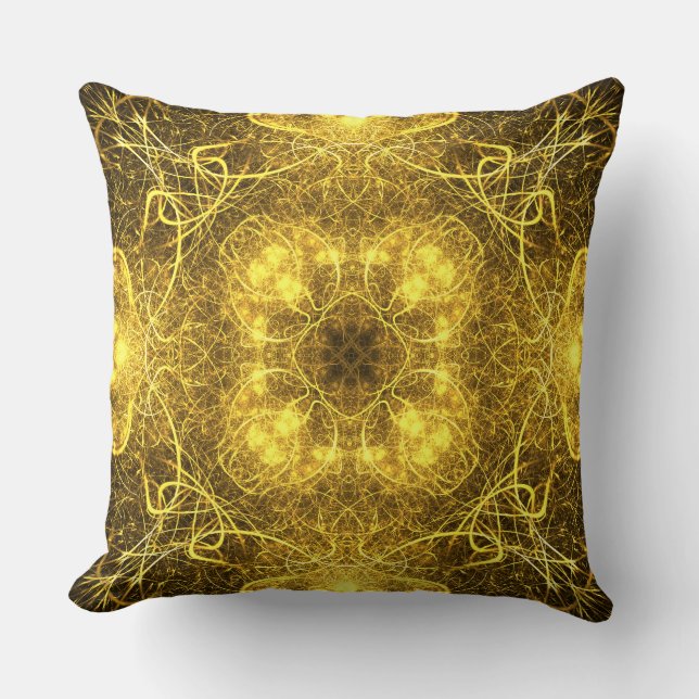 Beautiful Unique Gold Fractal Throw Pillow  (Front)
