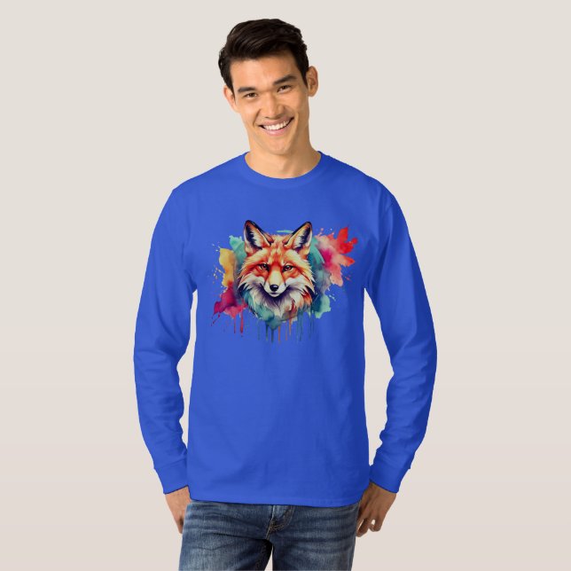 Beautiful Uplifting Watercolor Fox  T-Shirt (Front Full)