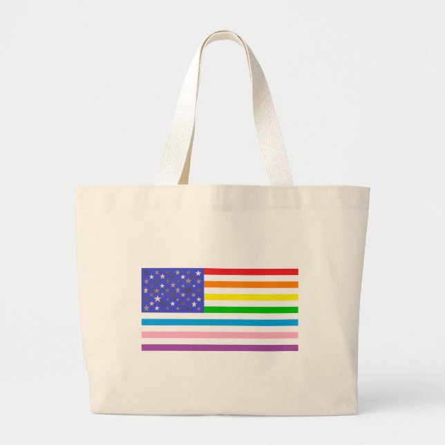 Beautiful USA FLag  Large Tote Bag (Front)