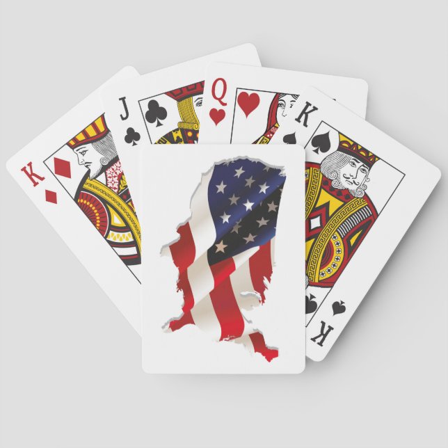 Beautiful USA Flag Map Deck of Playing Cards (Back)
