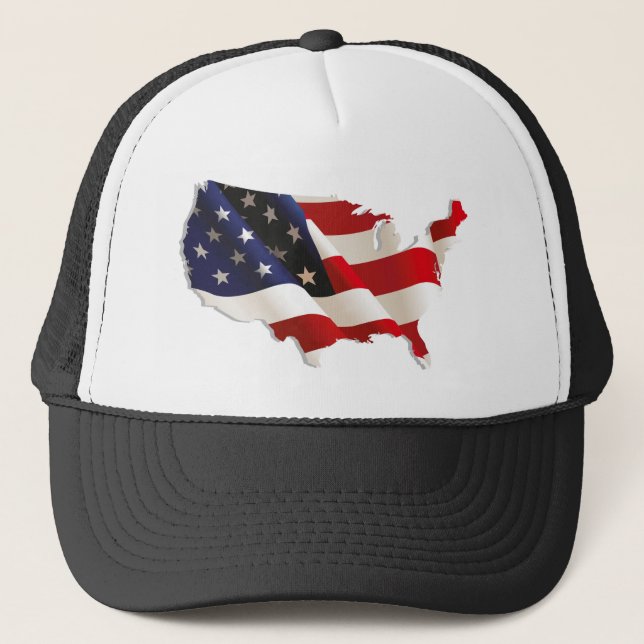 Beautiful USA Flag Map Hat (Front)