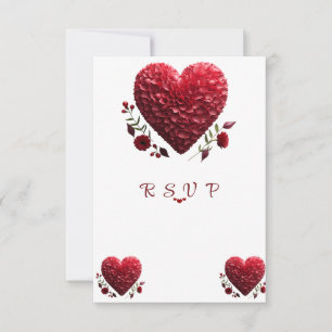Beautiful Valentine's Day  Flower Petal Hearts RSVP Card