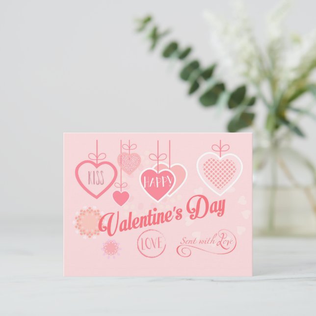 Beautiful Valentine's Day Modern design Boho Holiday Postcard (Standing Front)