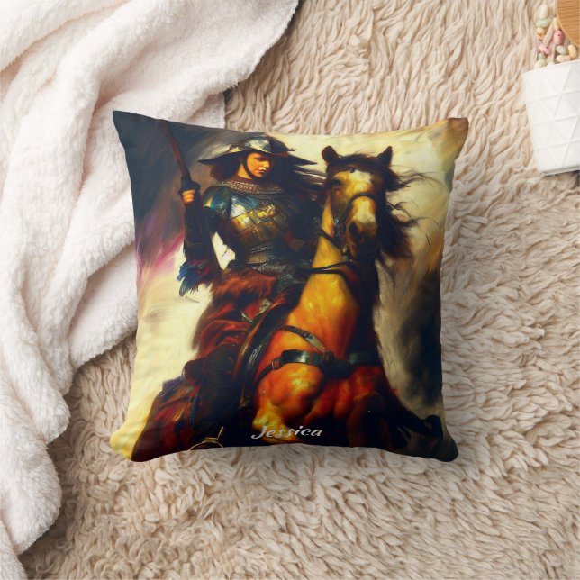 Beautiful Valkyrie on Horseback Cushion (Blanket)