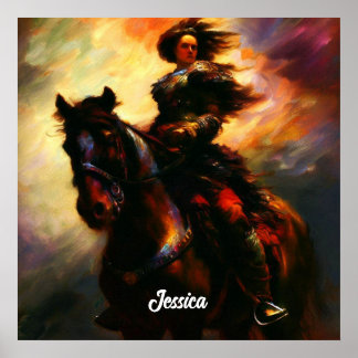 Beautiful Valkyrie on Horseback Poster